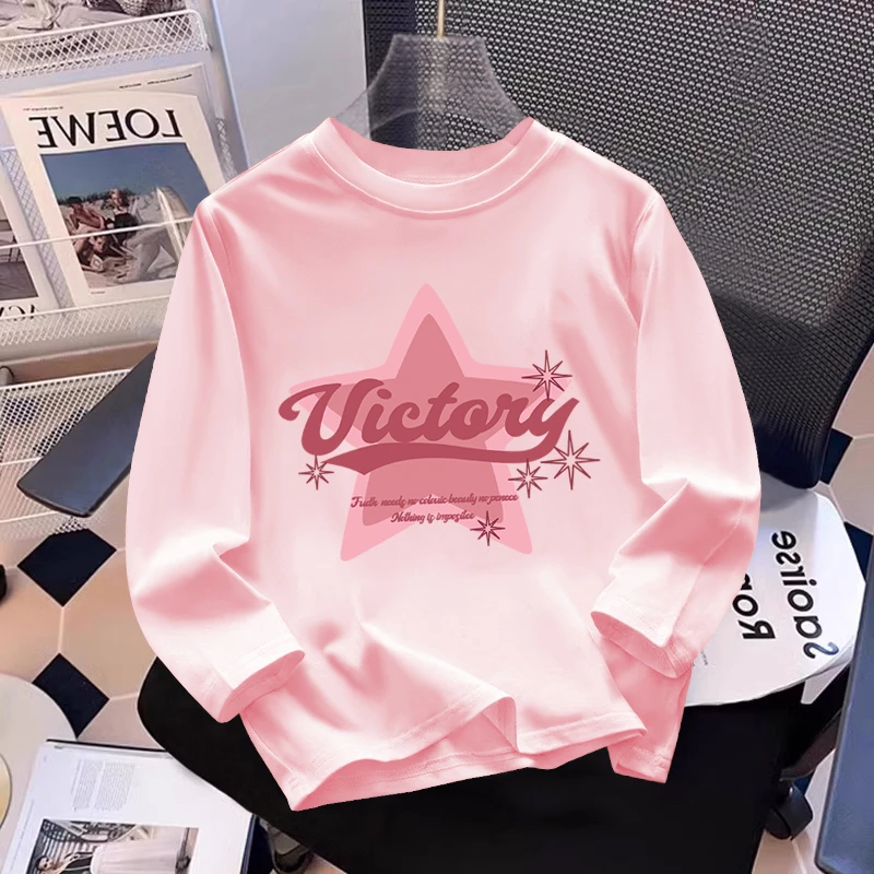 女童T恤2025新款春秋洋气中小儿童纯棉长袖打底衫秋季女宝宝t秋装