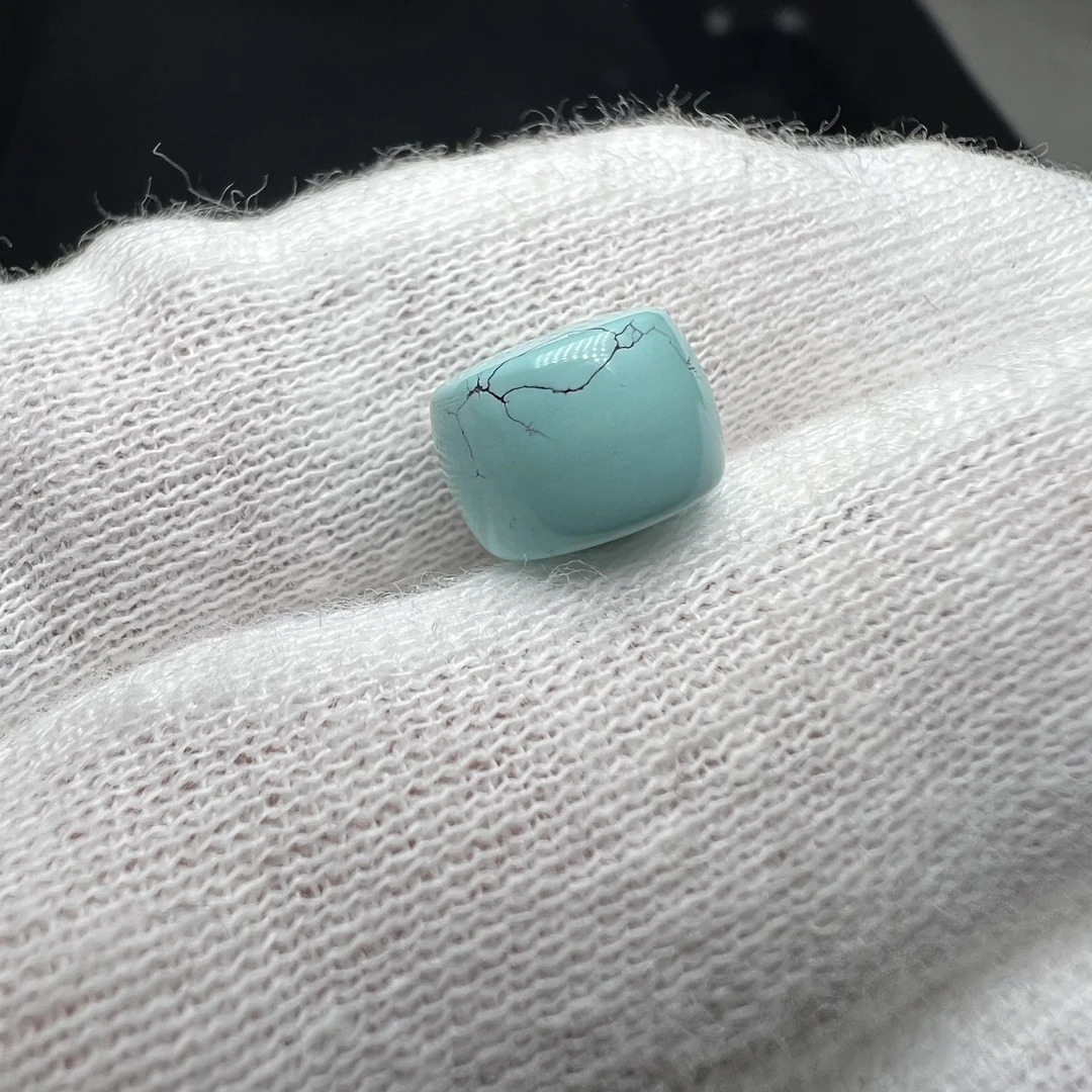 原矿绿松石水草纹直切隔珠 尺寸8.5*6.5mm