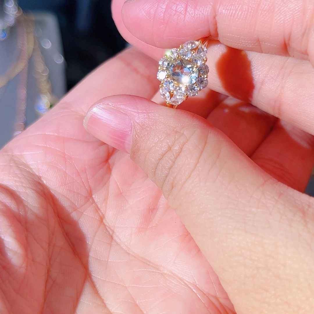 海蓝宝石戒指银S925镶嵌