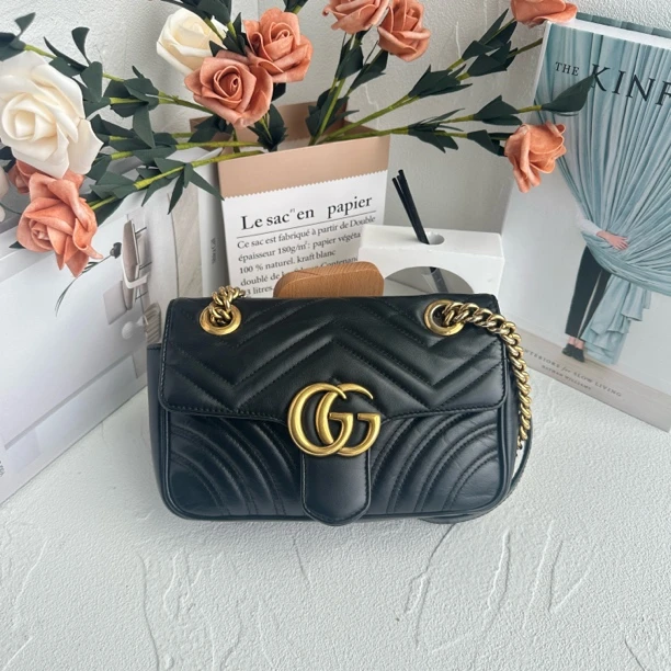 95新 GUCCI/古驰 gucci马蒙22黑金/sk720
