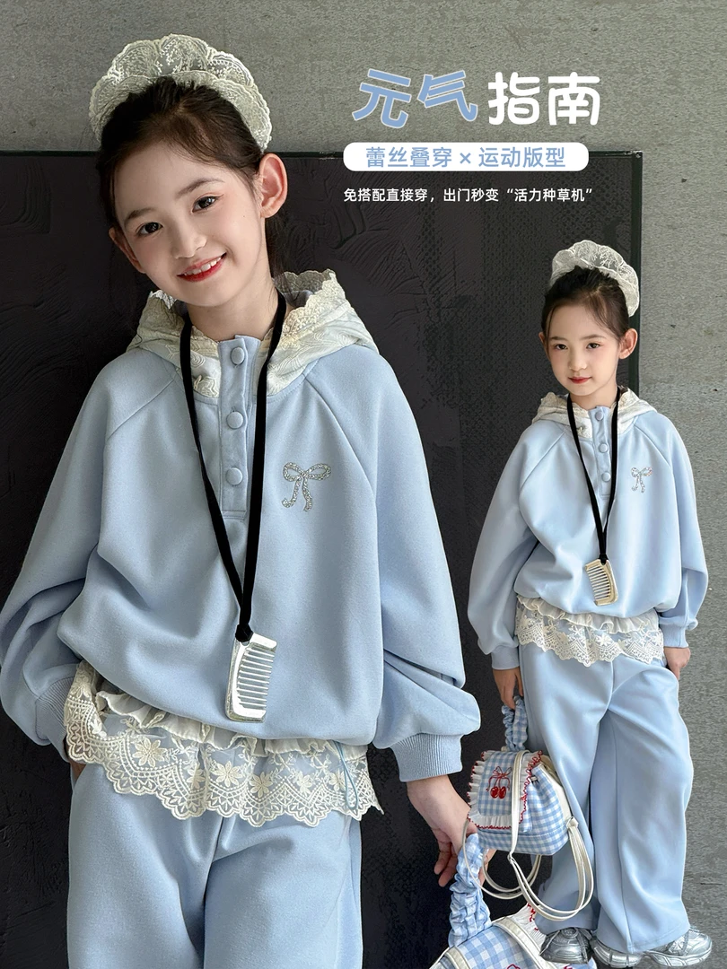 女童套装2025秋季新款儿童秋装韩版连帽卫衣休闲裤子洋气25082815
