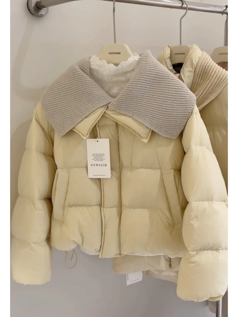 冬季新款韩版加厚娃娃领黄色棉服外套女小个子短款保暖棉袄面包服