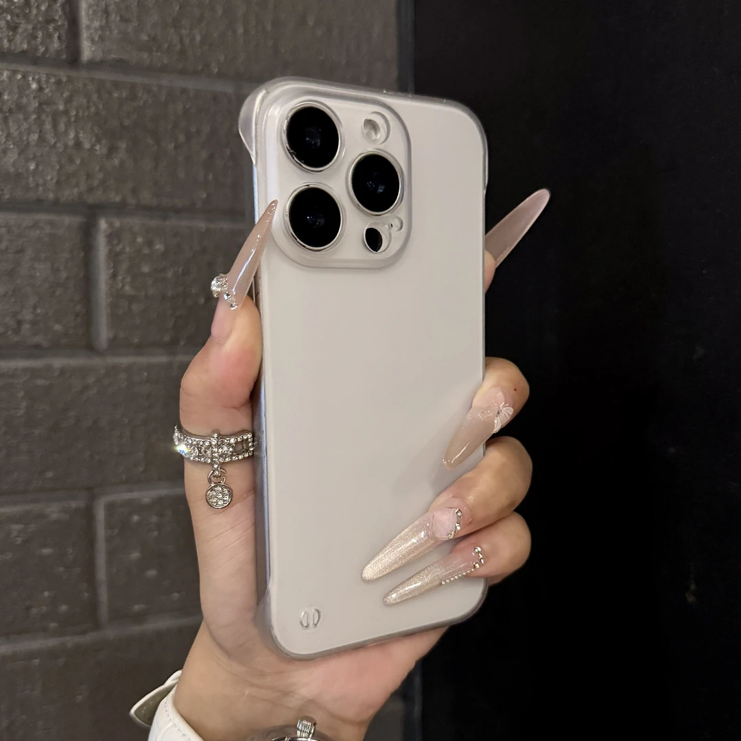 不发黄磨砂无边框16promax半包硬壳iPhone14pro手机壳适用苹果13/