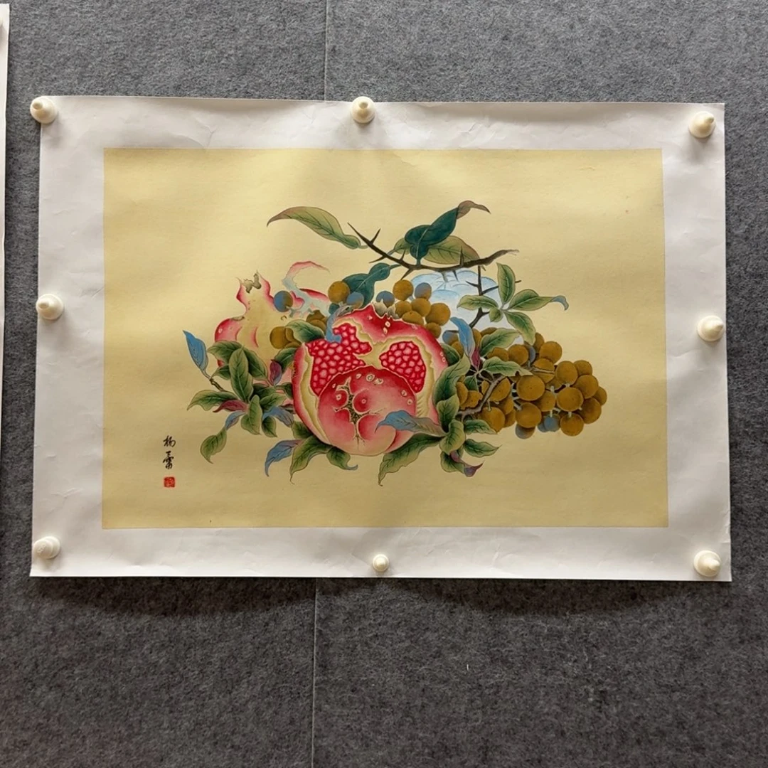 国画四尺三开工笔作品