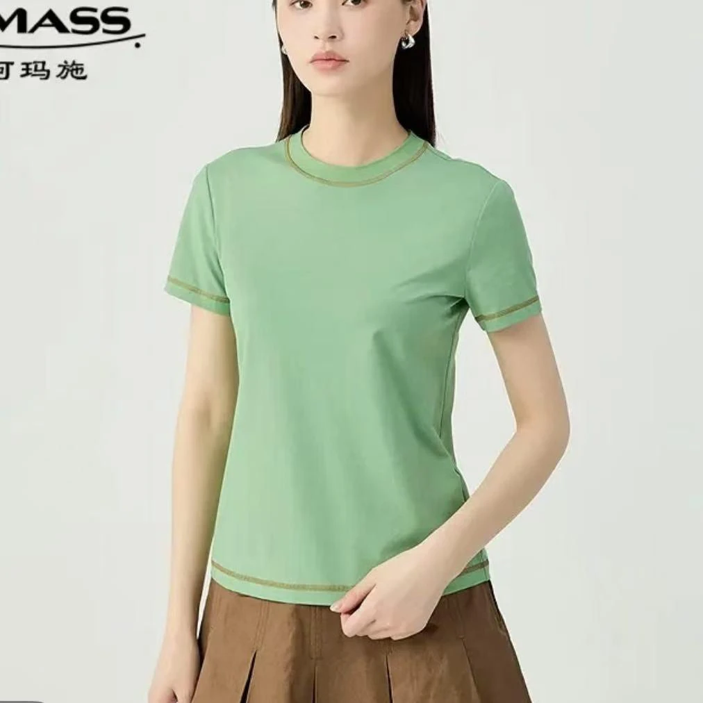 AMASS/阿玛施-早春新款高端简约百搭缝线设计圆领T恤5301025