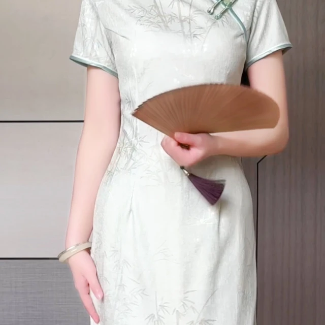 抹茶麻薯2024年夏季新款素雅改良旗袍少女年轻复古民国风连衣裙