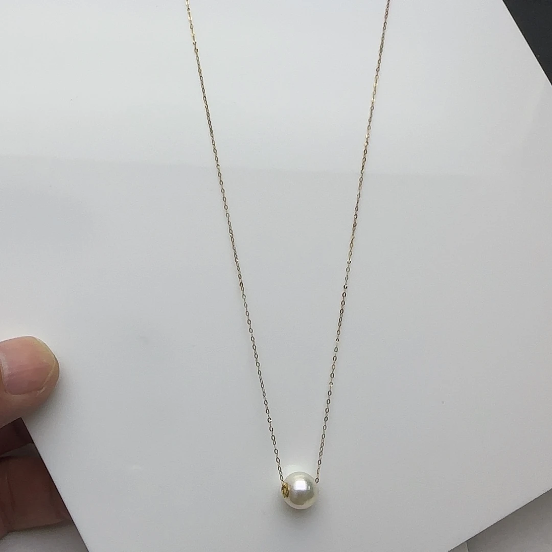 颈饰18K金镶嵌海水珍珠海水akoya天女路路通8-9mm