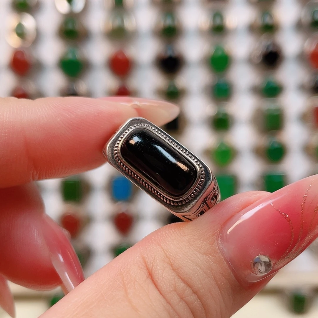 银S925镶嵌戒指玛瑙/玉髓