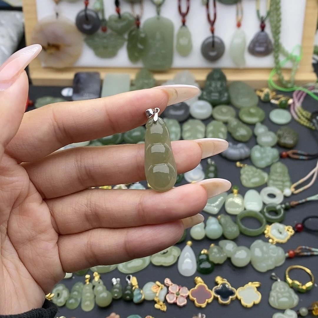 和田玉吊坠(不含链)银S925镶嵌