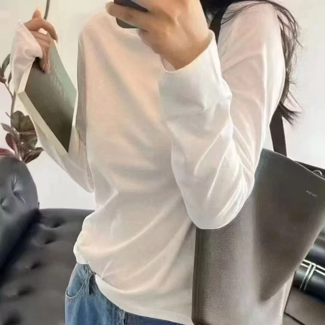 无侧缝小圆领长袖棉T欧312721