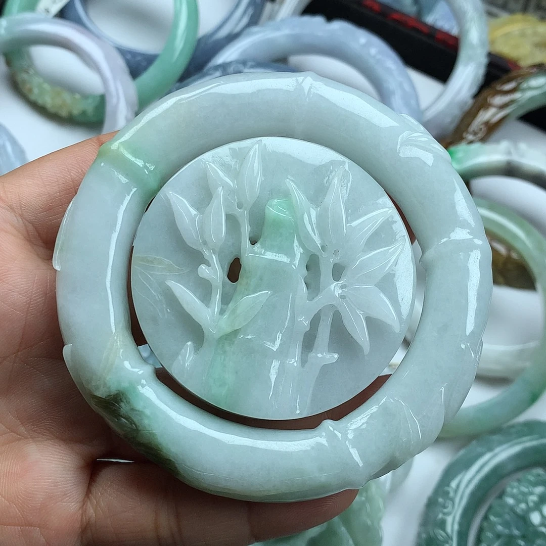 翡翠未镶嵌手镯天然翡翠55.6