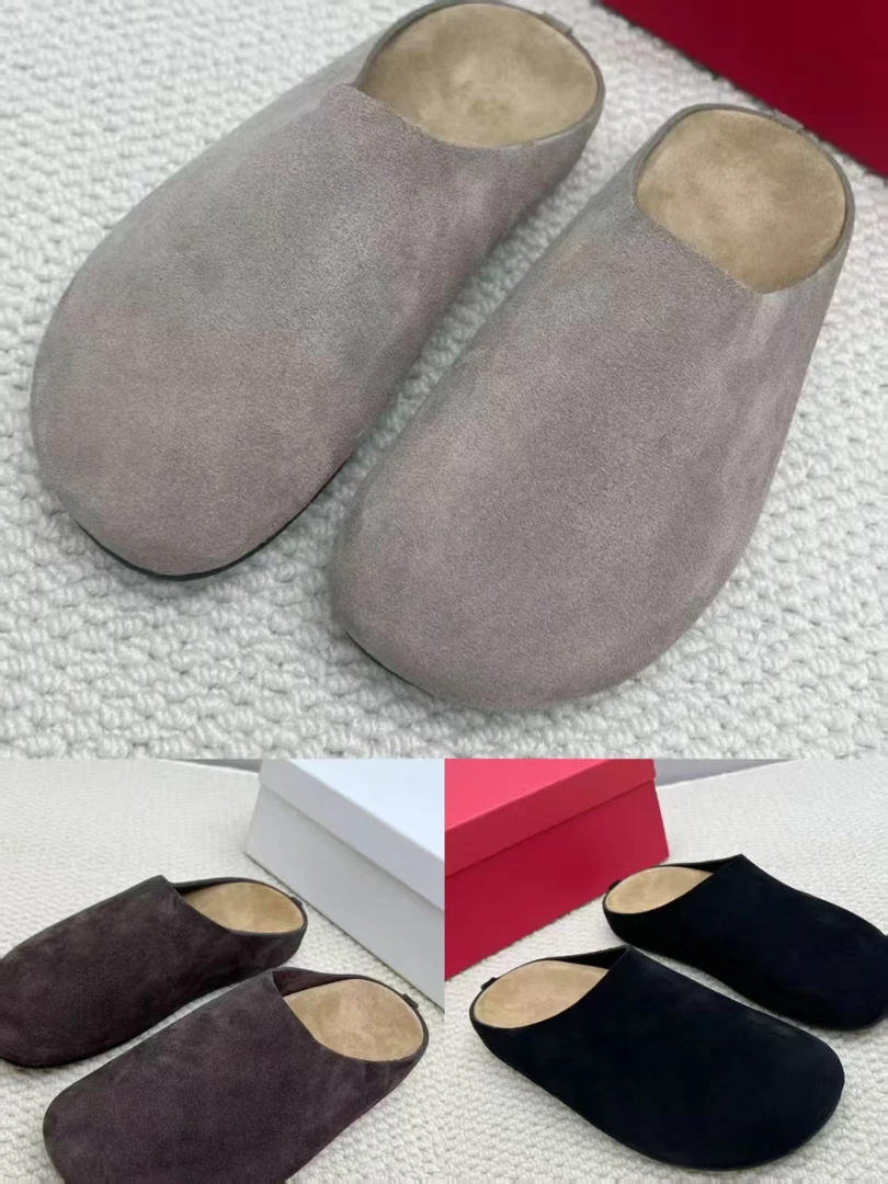 早秋 进口牛反绒穆勒拖慵懒松弛包头一脚蹬半拖