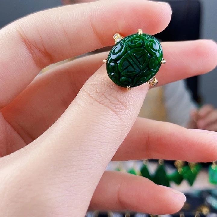 翡翠戒指银S925镶嵌饰品