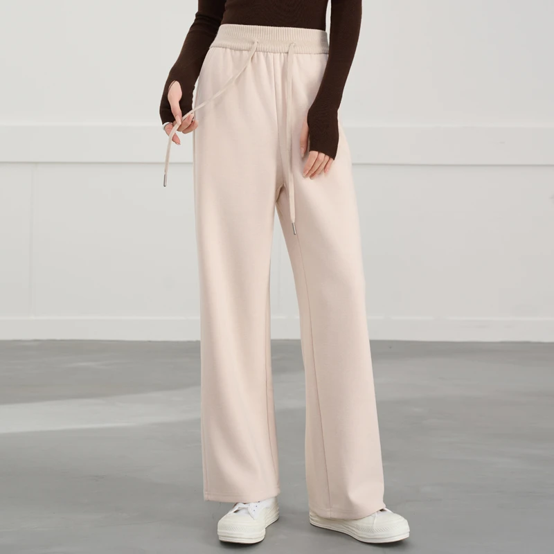 【 YisiTeni7358】窄版直筒羊毛裤高腰垂感显瘦阔腿休闲直筒云朵裤