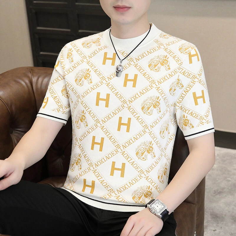 【高品质】帅气针织T恤2025秋季男卫衣打底衫圆领男士休闲百搭个性A