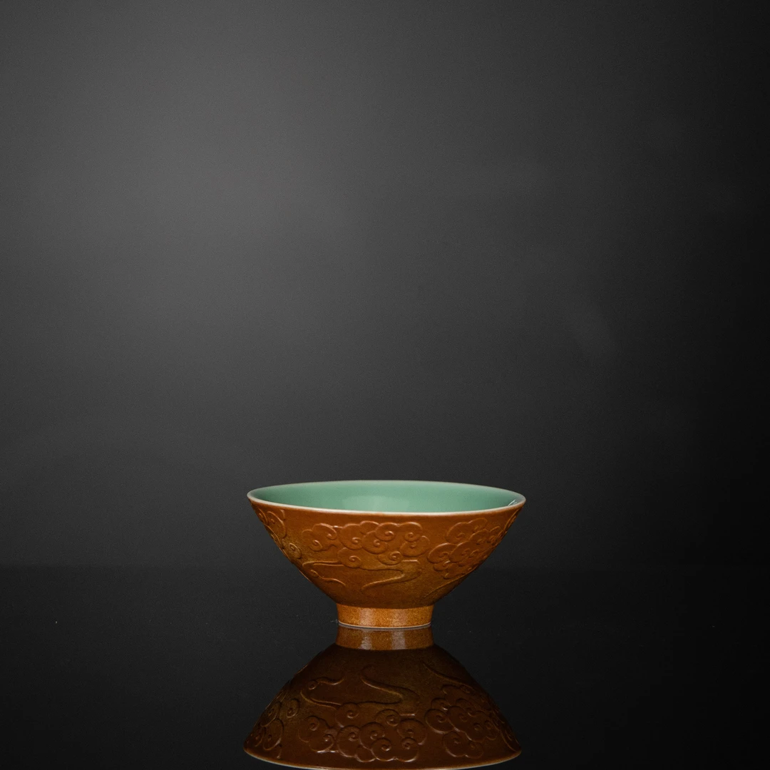 【利贞】灰釉云漫斗笠杯 龙泉青瓷主人杯 约60cc 手工制ST