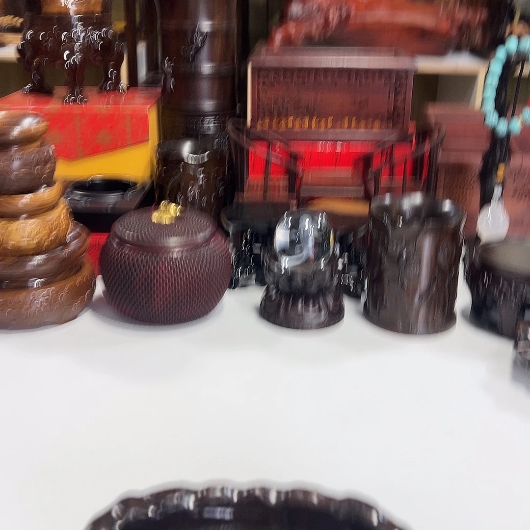 风车木（黑檀木）红木底座精雕工艺品