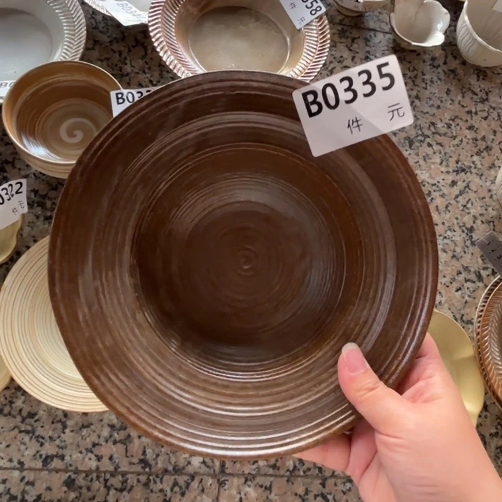 碗335粗陶螺纹草帽碗1个装