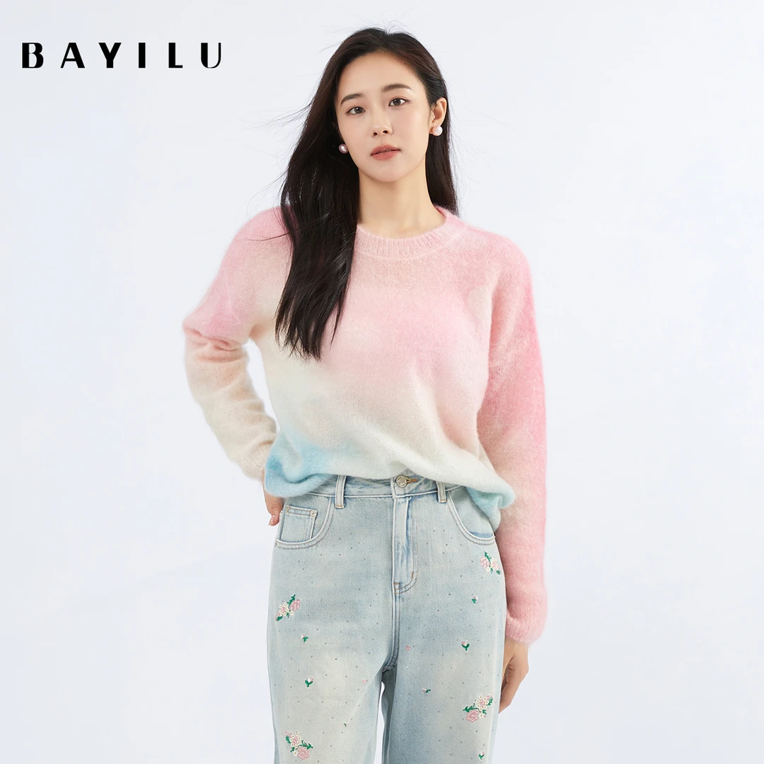 【品牌】芭依璐秋季渐变毛绒感马海毛衣93S0993