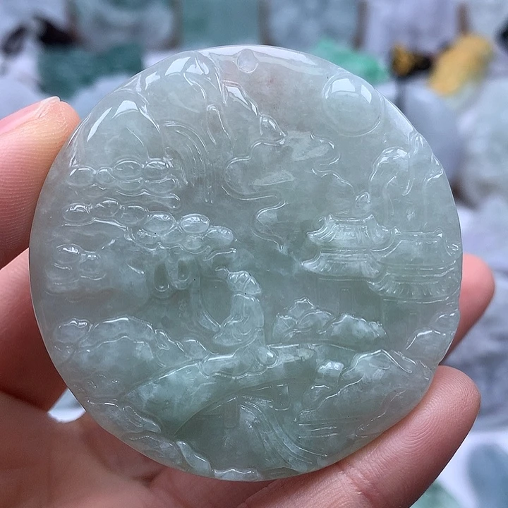 翡翠未镶嵌颈饰山水福利