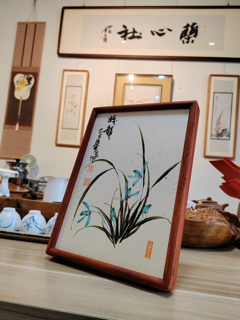 订制花摆台实木花梨木胡桃木A4相框画框