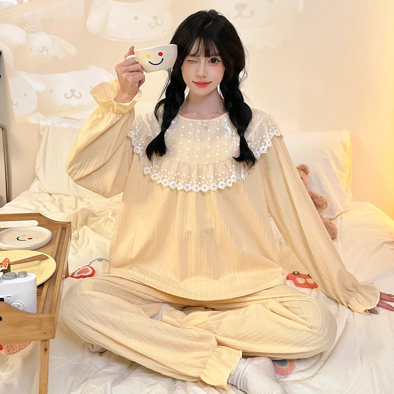 伊束姿宫廷风女士睡衣春秋款2025年新款纯棉大码夏天秋冬季家居服