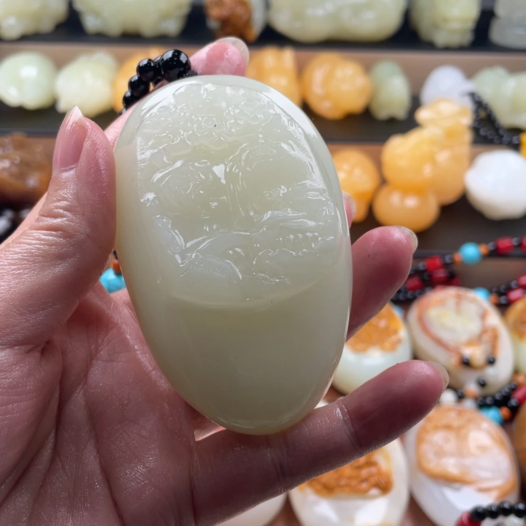 一***好石材天然古青石手把件