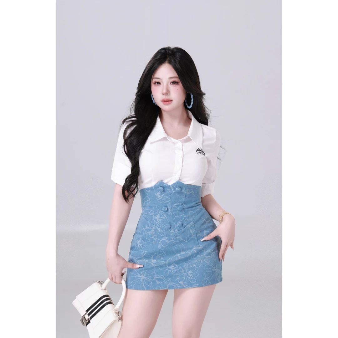 MengFairy 【高智姐姐】气质衬衫高腰半裙套&装5307M5321M欧若风