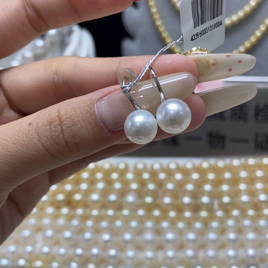 海水珍珠耳饰银S925镶嵌