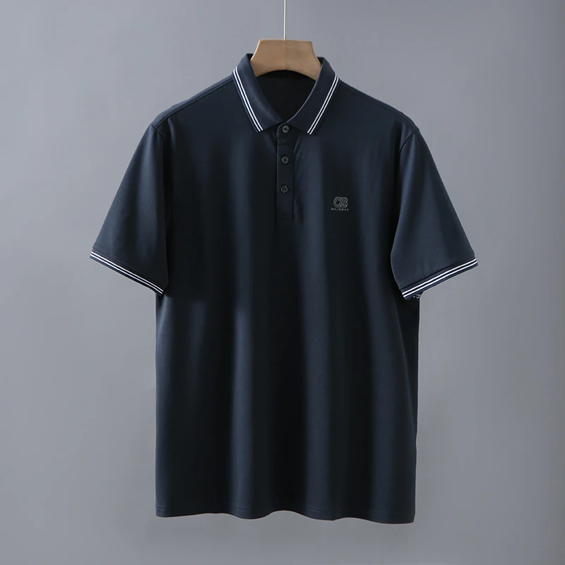 HS402剪标夏季男士翻领短袖POLO衫含桑蚕丝凉感百搭上衣