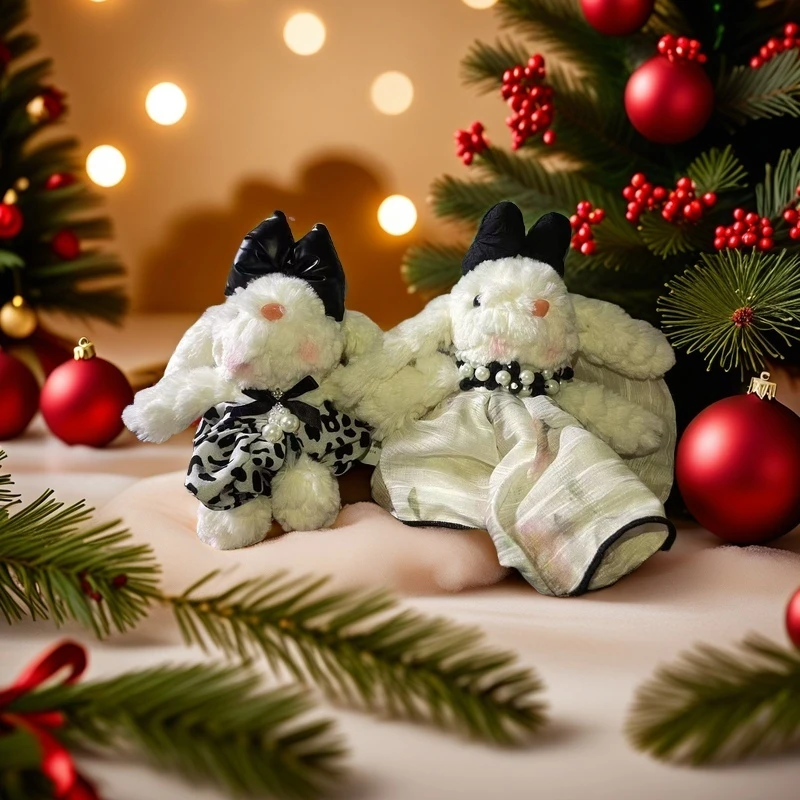 呆萌垂耳兔毛绒公仔挂件情侣钥匙扣礼物