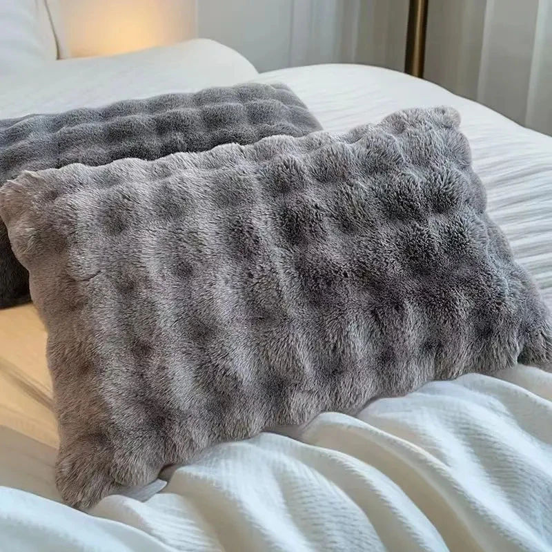 加厚兔毛绒枕套纯色牛奶绒枕头套冬季柔软舒适床上加厚秋冬百搭