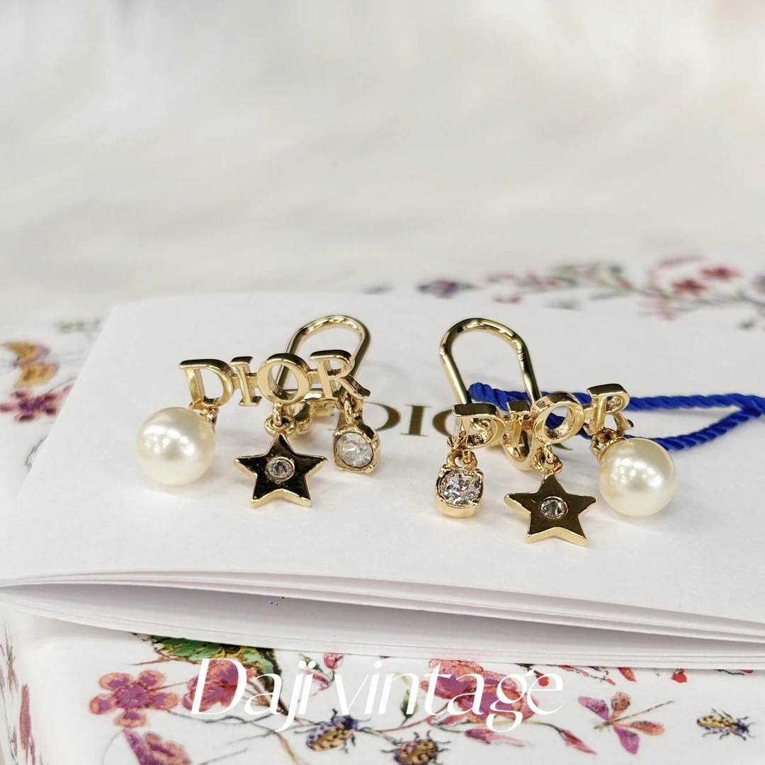 95新 DIOR/迪奥 大吉中古/Dior迪奥星星珍珠耳夹