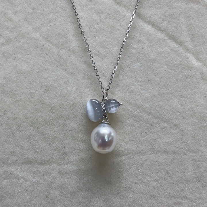 套链银S925镶嵌海水珍珠澳白9m 102号