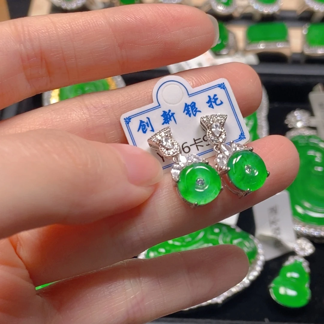 翡翠银S925镶嵌吊坠(不含链)