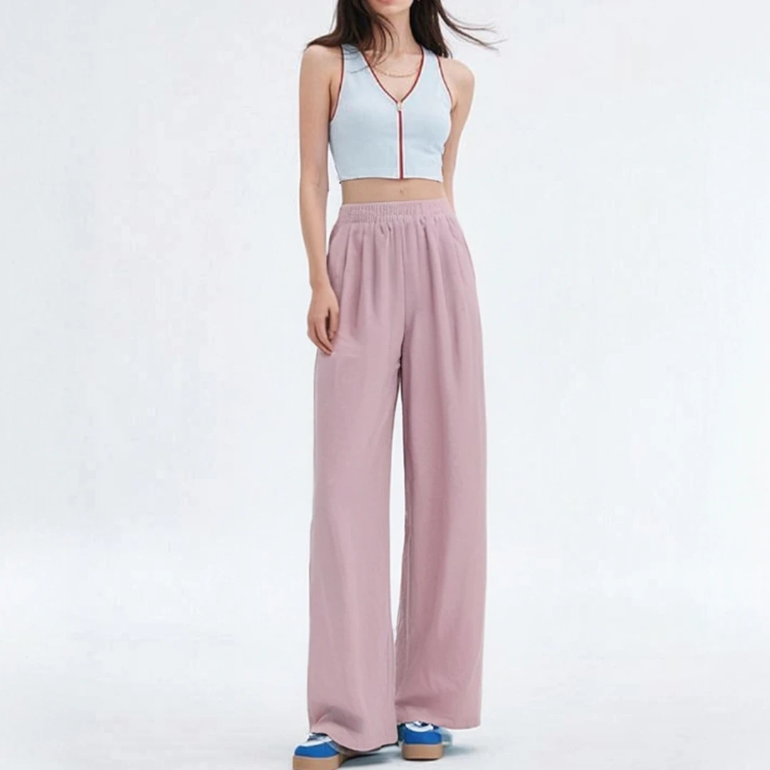 新版醋酸夏季宽松垂感休闲透气舒适高腰山本裤子阔腿女裤设计款