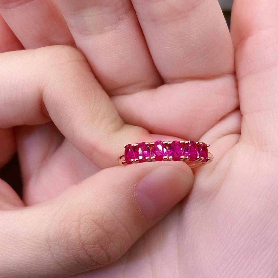 红宝石银S925镶嵌戒指