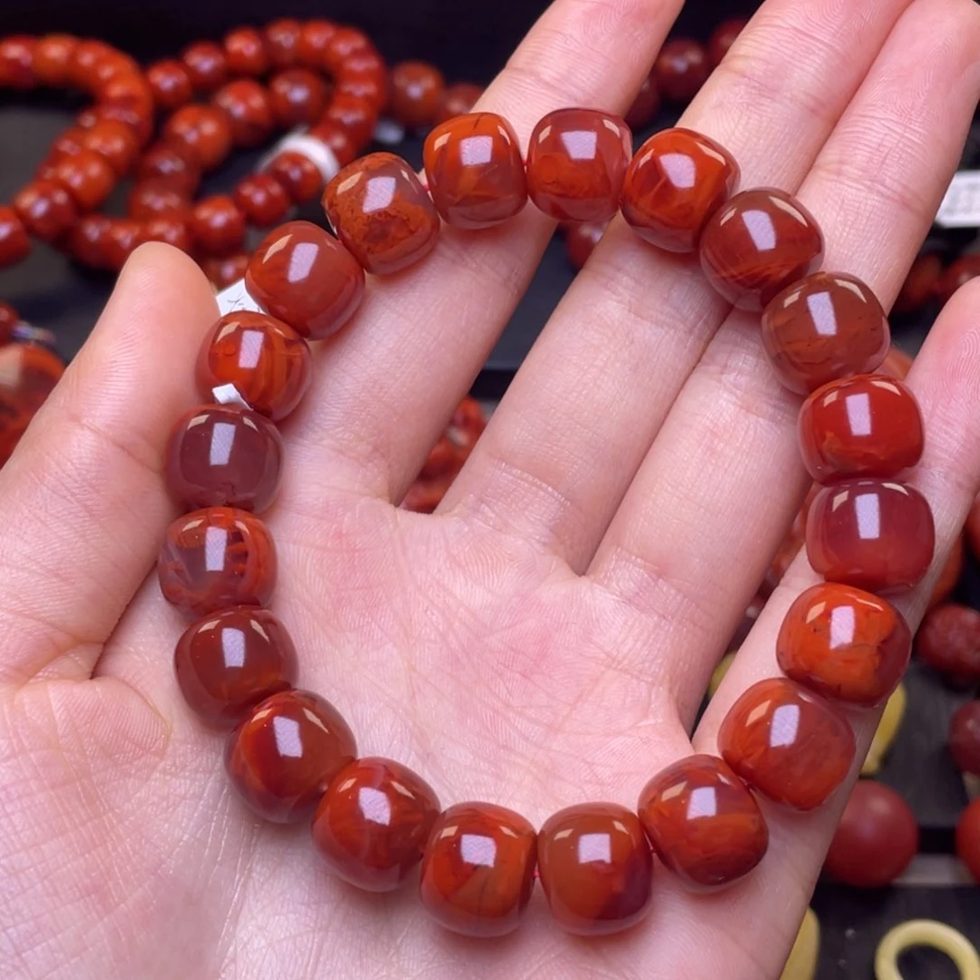 南红玛瑙其他未镶嵌11➕精工瓦西玫红火焰老型手串