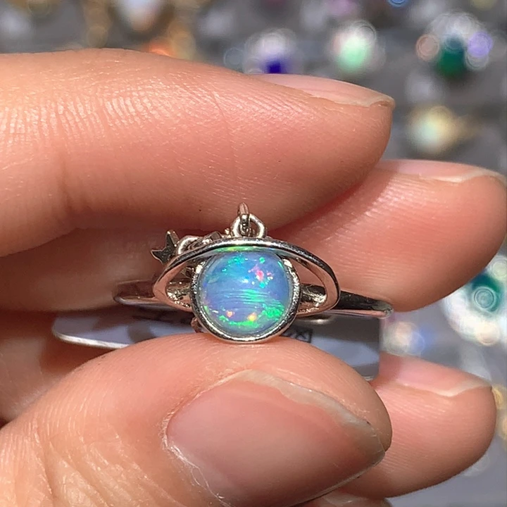 欧泊戒指z银S925镶嵌欧泊