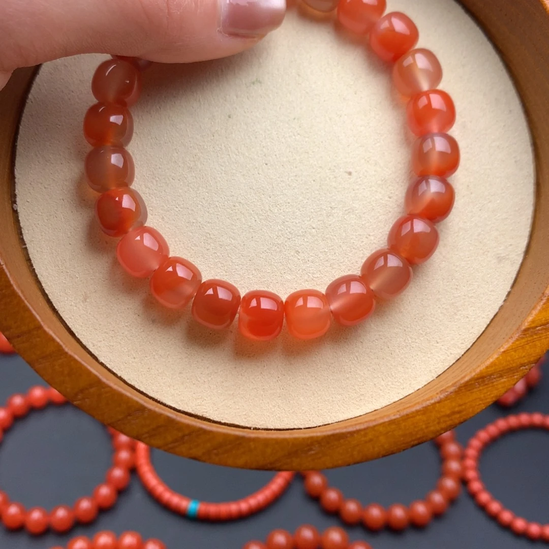 南红玛瑙未镶嵌保山天然原矿南红8mm+飘花手串
