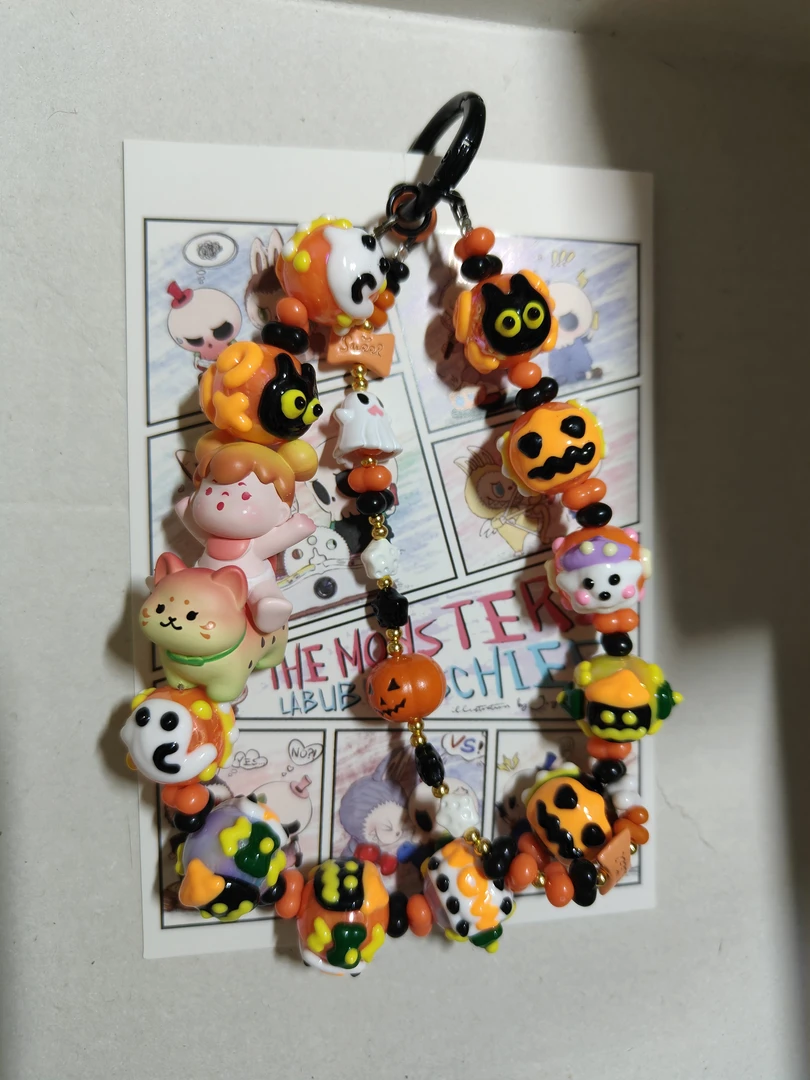 可爱手绘珠手机挂件创意车挂，纯链不包娃