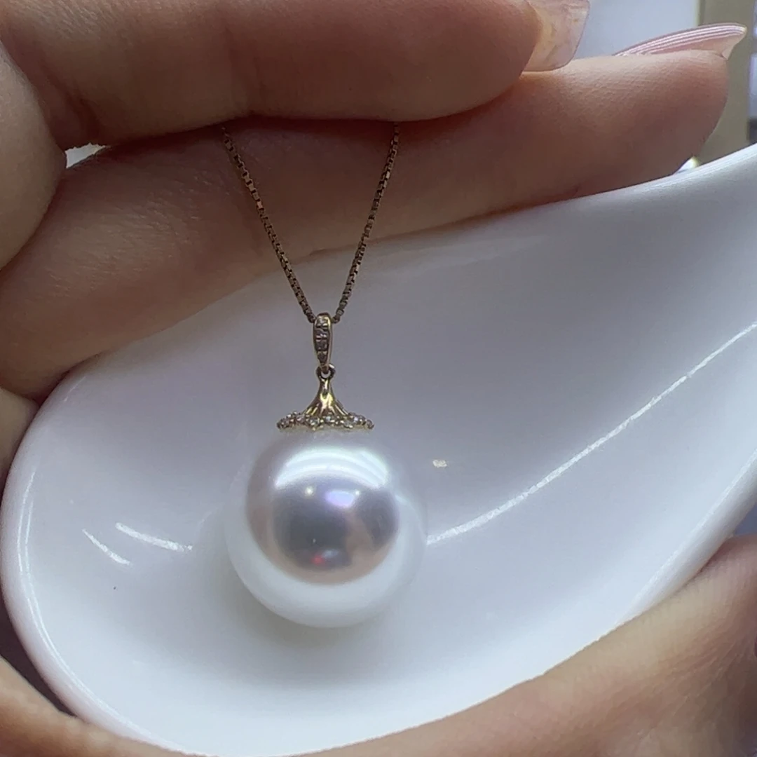 淡水珍珠吊坠(赠链)18K金镶嵌