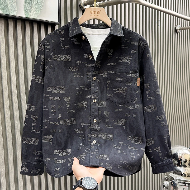 欧货轻奢潮牌2025新款高端长袖衬衫男高级感印花青年痞帅长袖衬衣