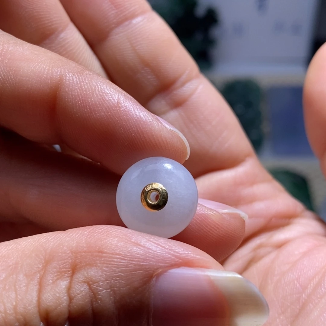 翡翠18K金镶嵌吊坠(不含链)桶珠