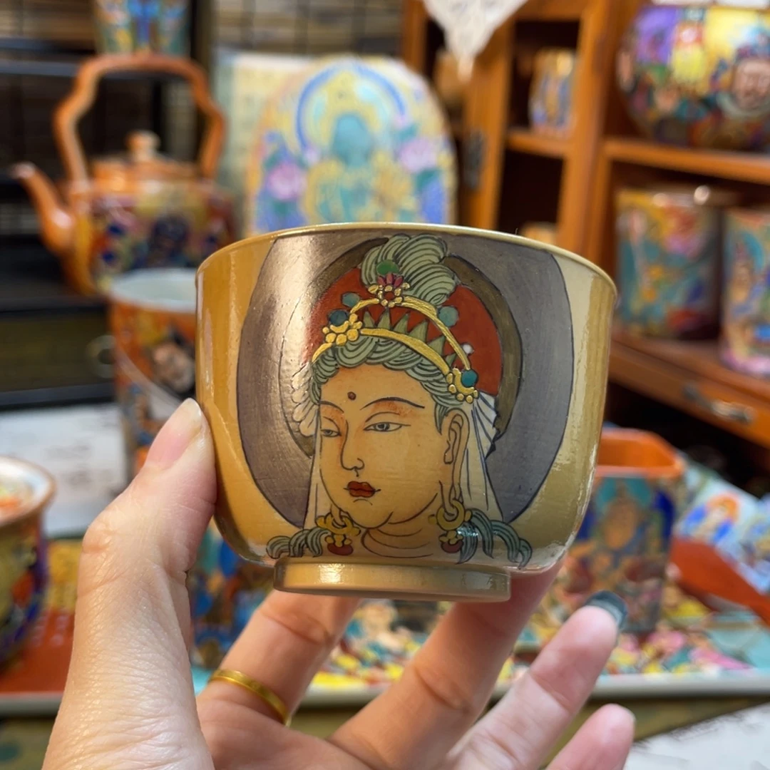 手绘敦煌菩萨杯杯