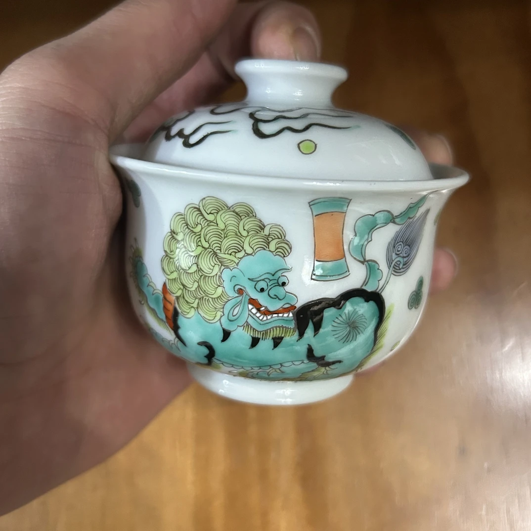 景德镇陶瓷粉彩狮子两才100C