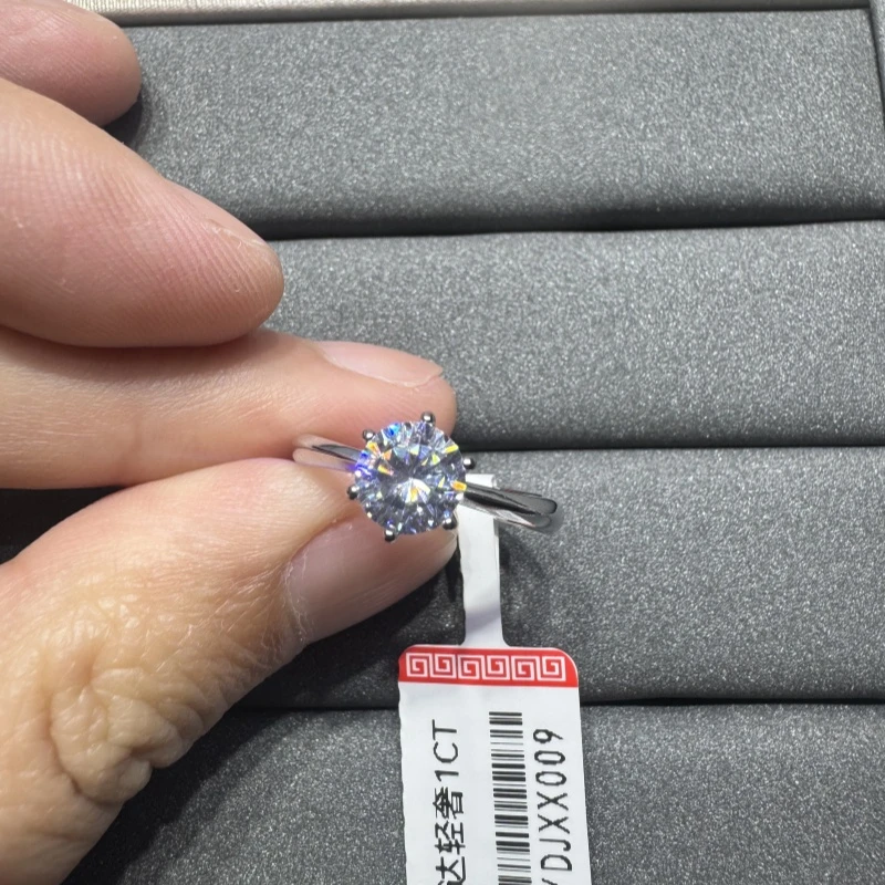 煜达高碳钻戒指 培育系925高定1CT轻奢周家款新年礼物女友J009