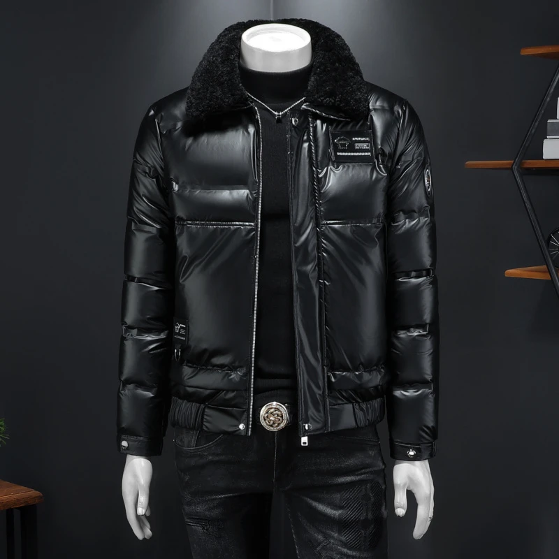 吉罗德蒂可拆卸Y9822 P320 高端时尚冬季90%白鸭绒亮面翻领羽绒服