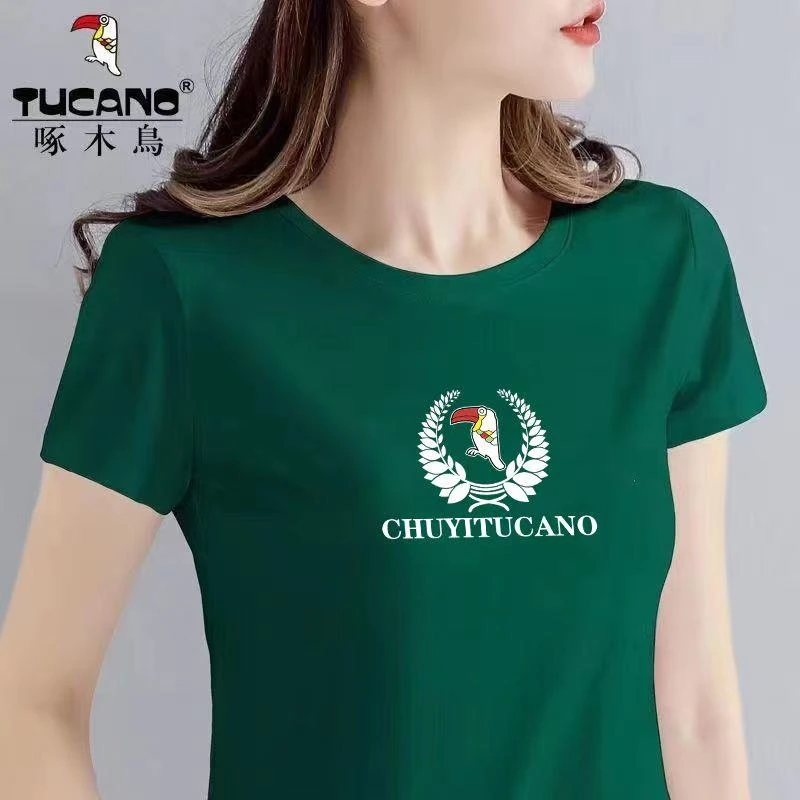 啄木鸟正品短袖T恤2025年新款初夏中年妈妈减龄遮肉显瘦打底衫潮