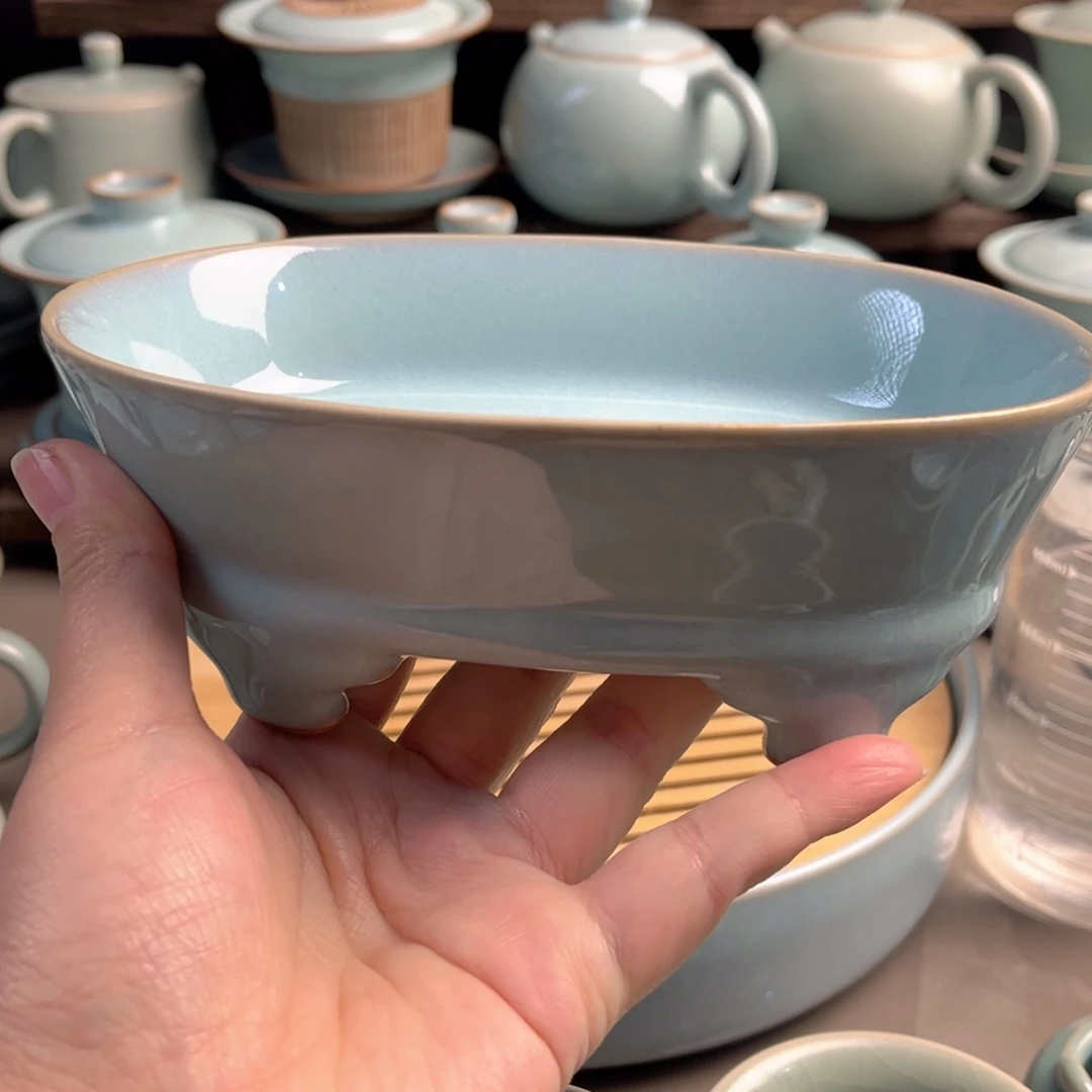 其他陶瓷天青釉水仙盆微瑕